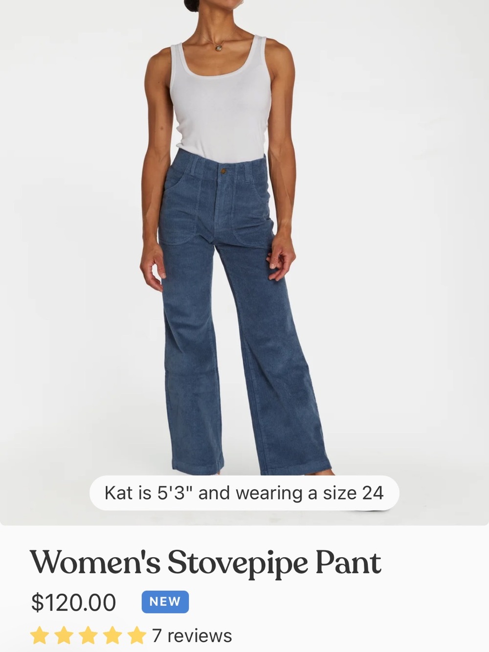 Hammies Stovepipe Corduroy Pant - Blue, Size 30